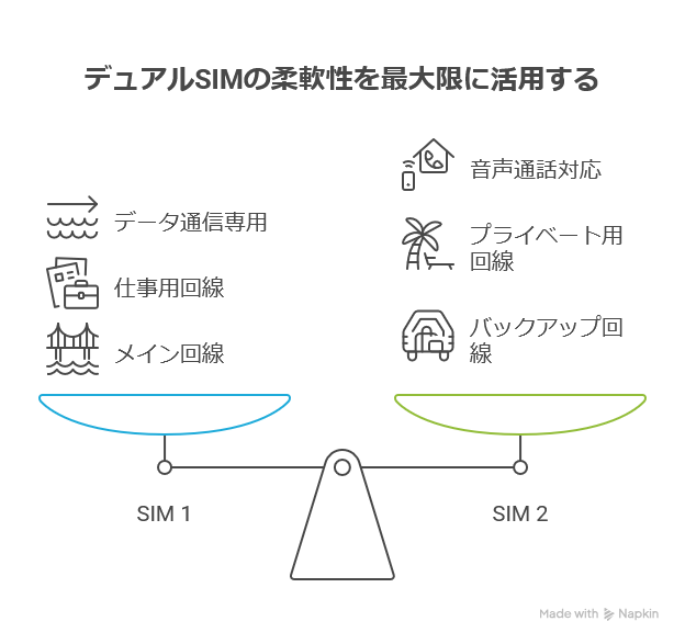 デュアルSIM機能の活用例（Blackview Tab18はデュアルSIM対応）